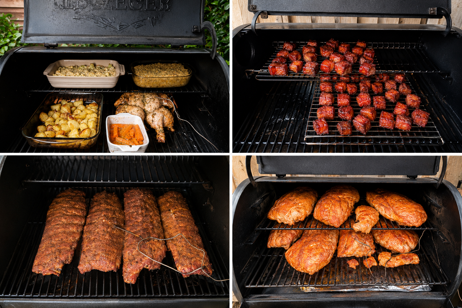 Selection of BBQ food cooked using a Traeger smoker